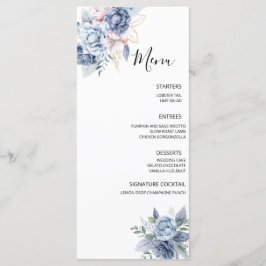 Menu Casamento Floral Azul Empoeirado