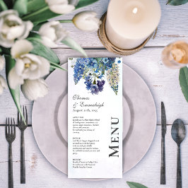 Menu Casamento Floral Azul-Violeta Boêmia