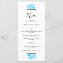 Menu Casamento Floral Blue Watercolor