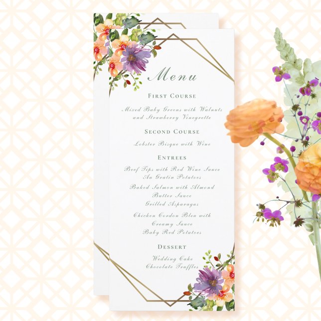 Menu Casamento Floral Boho de Pessegueiro Elegante (Criador carregado)