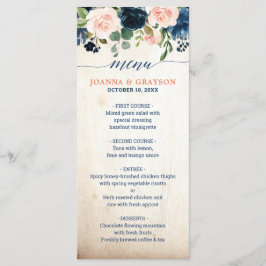 Menu Casamento Floral Boho Rosa Rosa Rosa Rosa marinho 