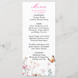 Menu Casamento Floral Borboleta Rosa Profundo Primavera
