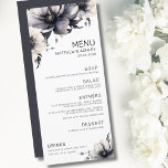 Menu Casamento Floral Branca Negra Elegante<br><div class="desc">Design de casamento simples e giro, preto e branco. Um olhar clássico, mas caprichoso, com flores pretas, cinzas e creme coloridas, com fontes pretas e cartazes modernos. Edite todo o texto para suas próprias informações. Você pode até mudar a cor de fundo para qualquer coisa que quiser! Também tenho outros...</div>