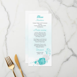 Menu Casamento floral branco de turquesa romântica