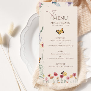 Menu Casamento Floral Colorida Simples