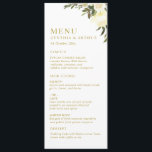 Menu casamento floral com castanho<br><div class="desc">Um maravilhoso design de casamento floral com lindas flores de aquarela. A cor e o texto podem ser personalizados.</div>