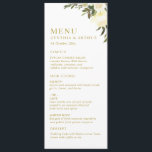 Menu casamento floral com castanho<br><div class="desc">Um maravilhoso design de casamento floral com lindas flores de aquarela. A cor e o texto podem ser personalizados.</div>