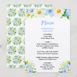 Menu Casamento Floral com Não-Me-Esqueças e Margaridas