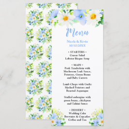 Menu Casamento Floral com Não-Me-Esqueças e Margaridas