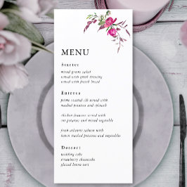 Menu Casamento floral com primavera cor-de-rosa-púrpura