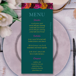 Menu Casamento floral cor-de-rosa verde-na moda brilhan