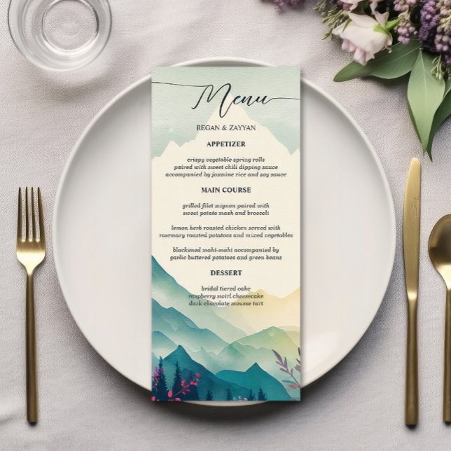 Menu Casamento Floral das Montanhas da Primavera (Criador carregado)