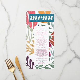 Menu Casamento Floral de Abstrato de Desencontro Colori