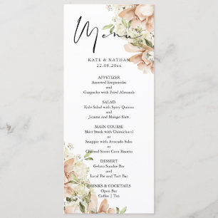 Menu Casamento Floral de Aquarela