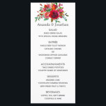 Menu Casamento Floral de Aquarela<br><div class="desc">Menu de casamento floral de aquarela com rosas e peões vermelhos,  roxos,  cor-de-rosa e arrojados.</div>