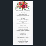 Menu Casamento Floral de Aquarela<br><div class="desc">Menu de casamento floral de aquarela com rosas e peões vermelhos,  roxos,  cor-de-rosa e arrojados.</div>