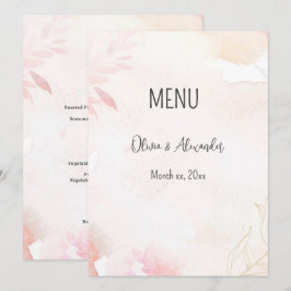 Menu Casamento Floral de Blush de Molho de Água
