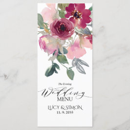Menu Casamento floral de Borgonha e Blush