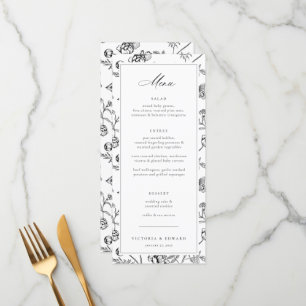 Menu Casamento Floral de Chinoiserie Negra