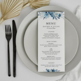 Menu Casamento floral de cor aquosa azul