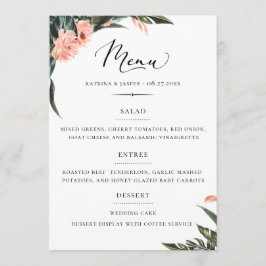 Menu Casamento Floral de Coral dos Trópicos Modernos