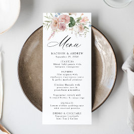 Menu Casamento Floral de Elegnat Romântico por Aquarela