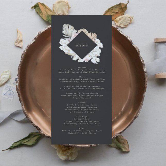 Menu Casamento Floral de Grama de Lâmpadas de Carvão Sl (Criador carregado)