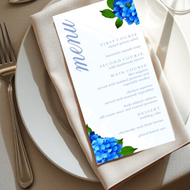 Menu Casamento Floral de Hortênsia Azul (Criador carregado)