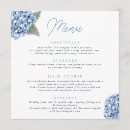 Menu Casamento Floral de Hydrangea Azul Elegante