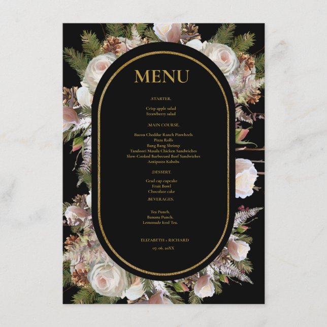 Menu Casamento Floral De Inverno Pessel Boho (Frente)