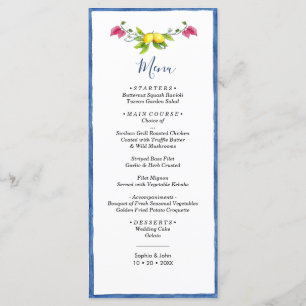 Menu Casamento Floral de Limão Mediterrâneo Amalfi