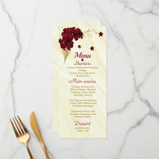 Menu casamento floral de ouro burgundy
