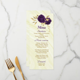 Menu casamento floral de ouro roxo e gico