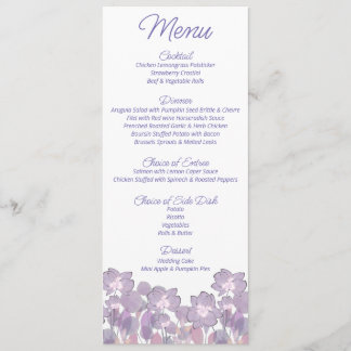 Menu Casamento floral de pelúcia púrpura Pastel