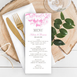 Menu Casamento Floral de Península Elegante Fuchsia Ros
