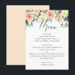 Menu Casamento floral de pêssego de cor d'água elegante<br><div class="desc">Menu de casamento floral de pêssego de aquarela. Adequado para aniversário, aniversário e qualquer outra festa. Entre em contato comigo se precisar de itens adicionais.</div>