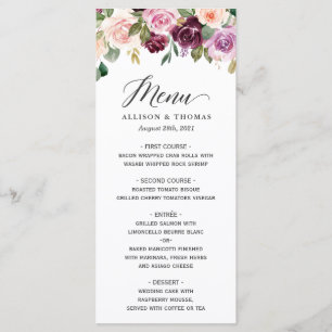 Menu Casamento Floral de Pincel de Aromas de Aromas de