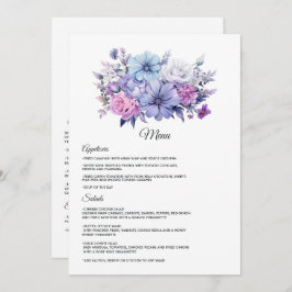 Menu Casamento Floral de Prata, Azul Icy e Lilac