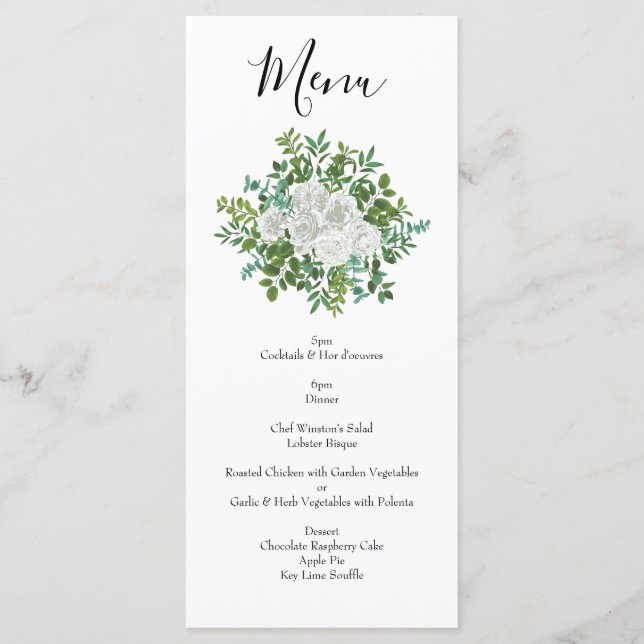 Menu Casamento Floral de Rosa Negra e Branca (Frente)