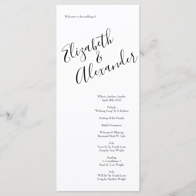 Menu Casamento Floral de Rosa Negra e Branca (Frente)