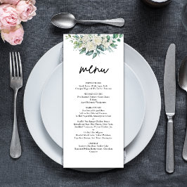 Menu Casamento Floral de Rosa Verde Branco Elegante