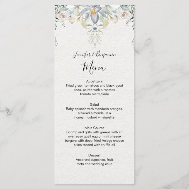 Menu Casamento Floral de Suculentas de Eucalipto | (Frente)