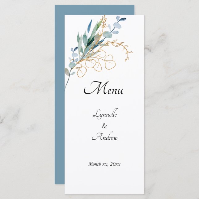 Menu Casamento Floral de Summer Watercolor (Frente/Verso)