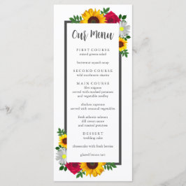 Menu Casamento Floral de Sunflower Rosa Daisy Autumn