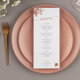 Menu Casamento floral de terracotta de outono elegante