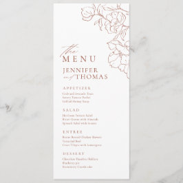 Menu Casamento floral de terracotta desenhado pela mão 