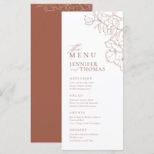 Menu Casamento floral de terracotta desenhado pela mão