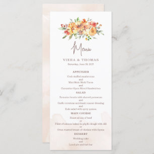 Menu Casamento Floral de Watercolor