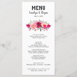 Menu Casamento Floral de Watercolor