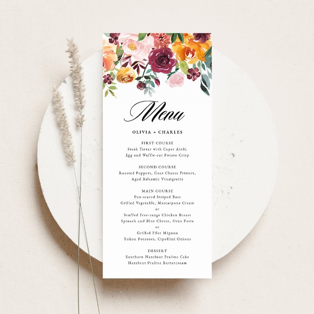 Menu Casamento Floral do Autumn Blooms (Criador carregado)